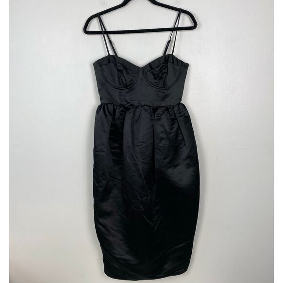 Future Collective Sweetheart Bubble Satin Midi Dress Bustier Elegant Size S - Picture 2 of 12